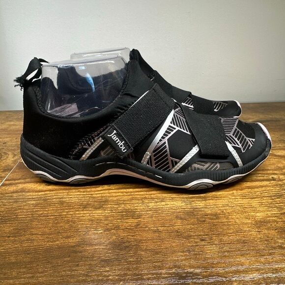 Jambu Shoes Womens 8 Black Oklahoma Vegan Criss Cross hook and Loop Closure - Picture 1 of 10